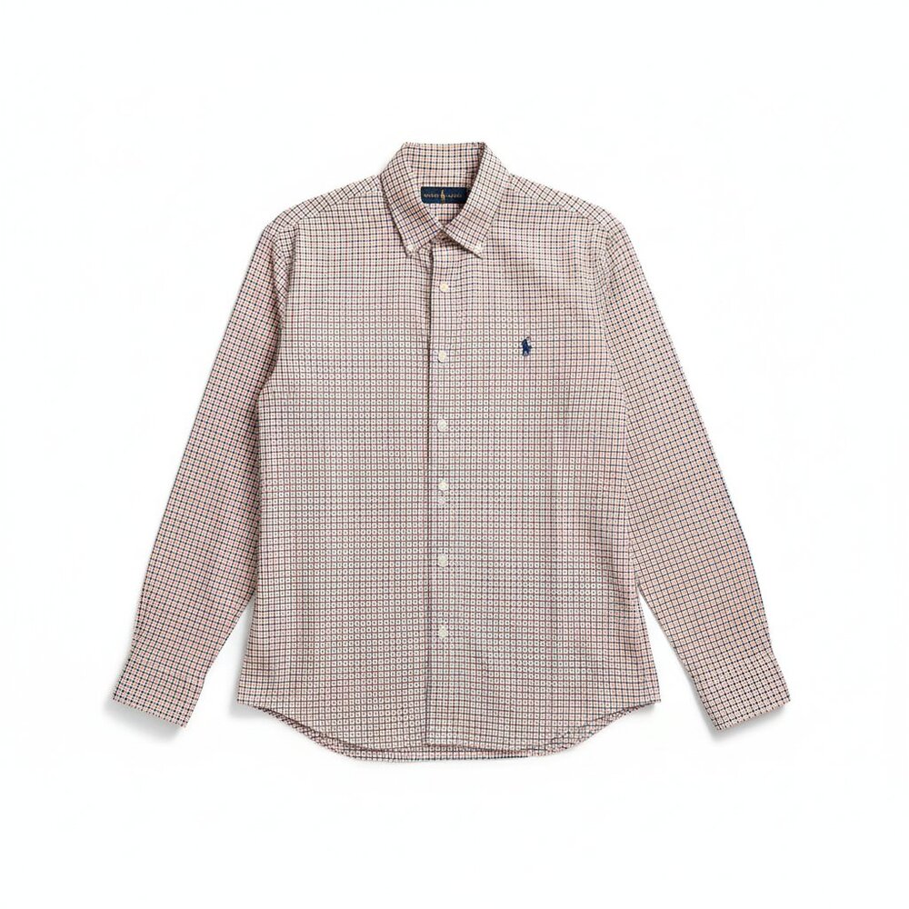 Polo Ralph Lauren Orange & Blue Check Shirt with Navy Logo